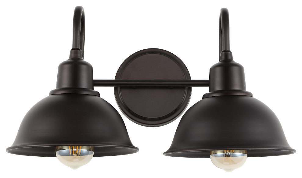 Frisco Farmhouse Industrial Iron LED Vanity, Oil Rubbed Bronze, 2-Light