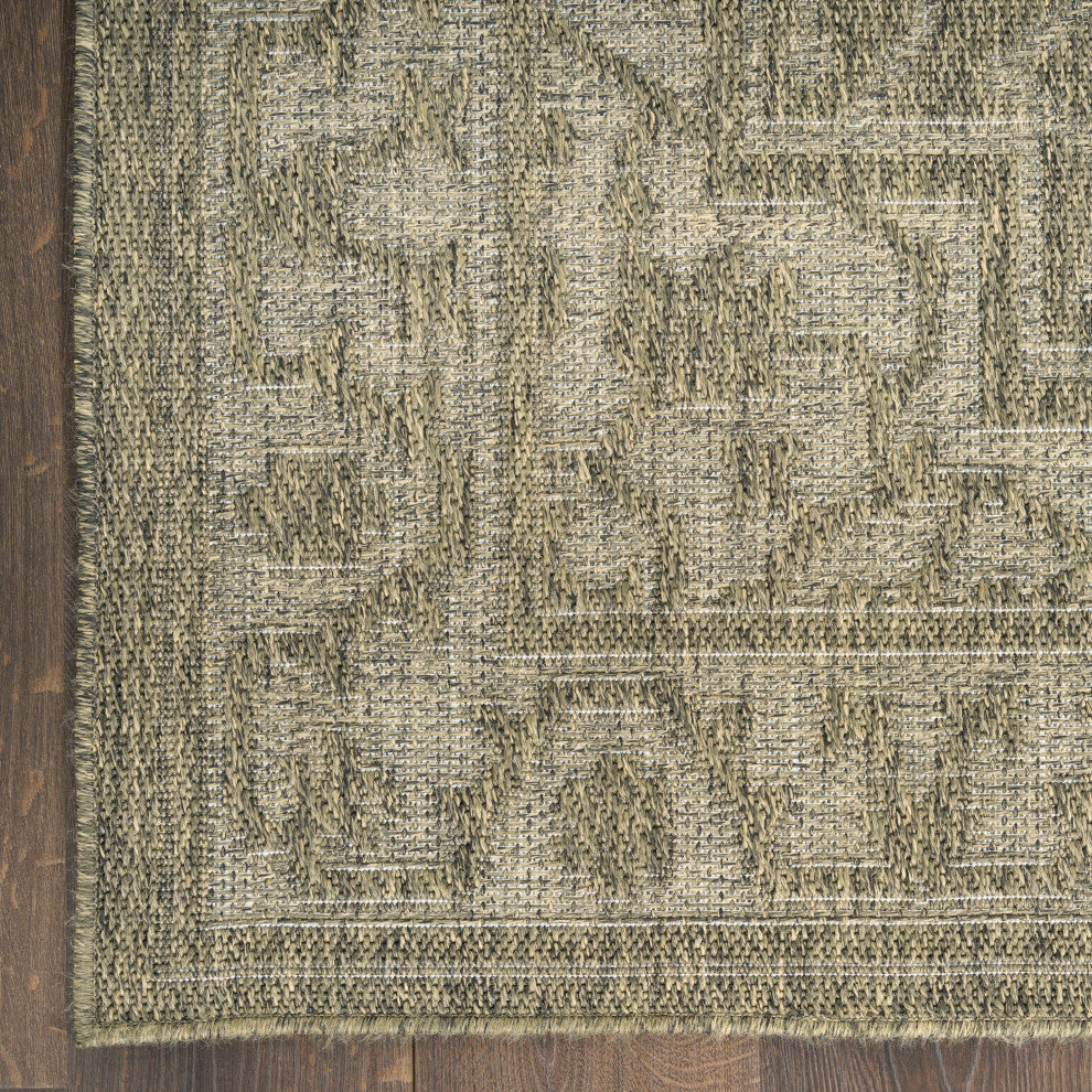 Nourison Tulum 2'2" x 10' Olive Outdoor Rug