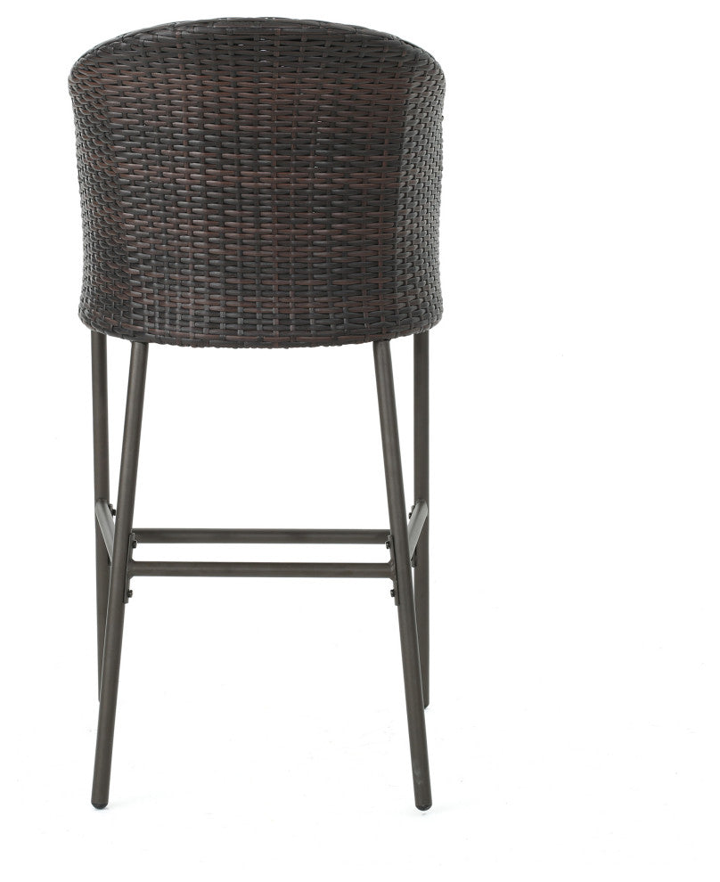 GDF Studio 5-Piece Big Rock Outdoor 41" Wicker Bar Set With Cushions