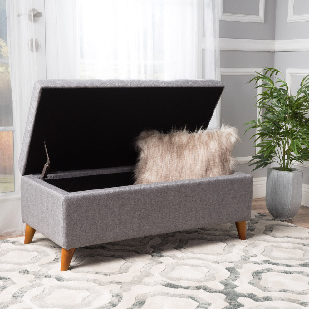 GDF Studio Katherine Tufted Fabric Storage Ottoman, Gray