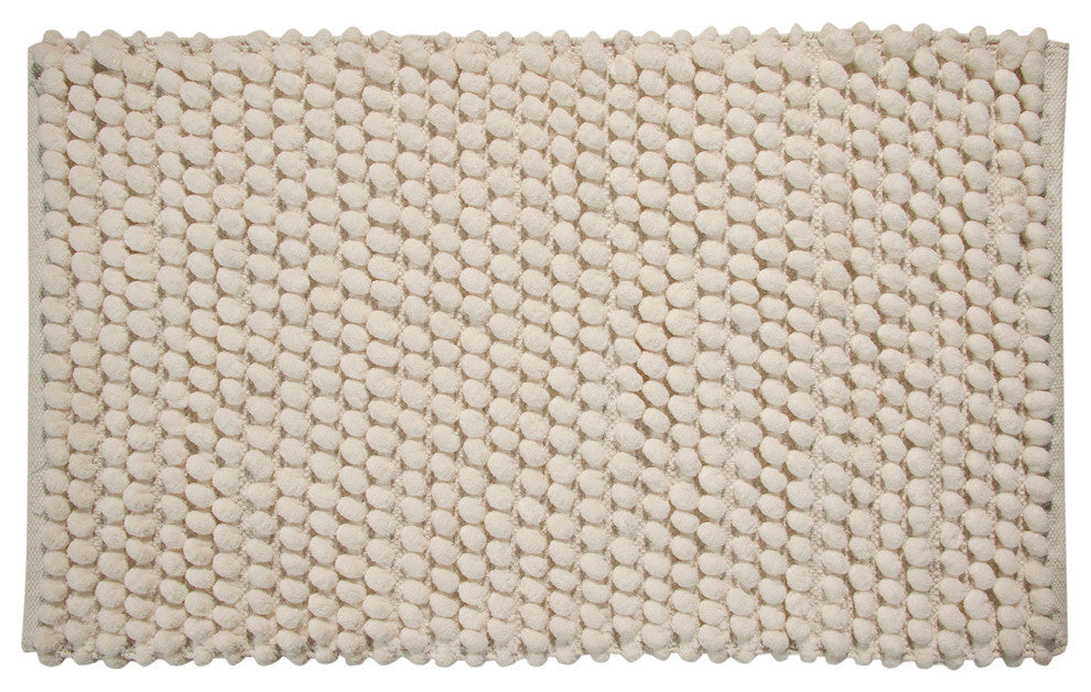Bath Rug Cotton and Microfiber Hand Loom, 36"x24", Ivory, GSF 200, Bubbles