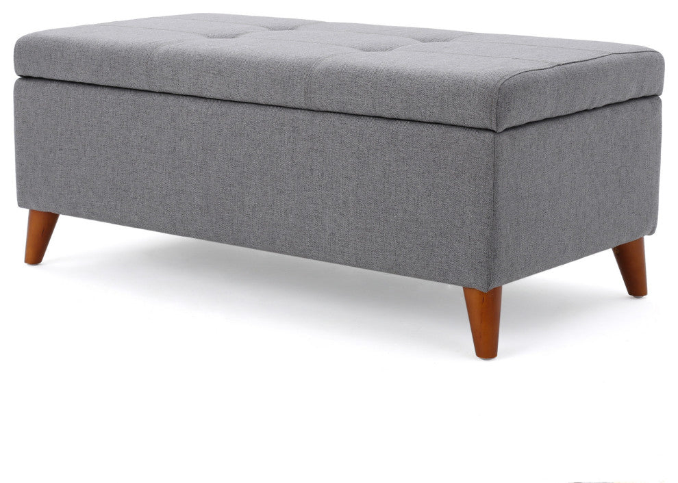 GDF Studio Katherine Tufted Fabric Storage Ottoman, Gray