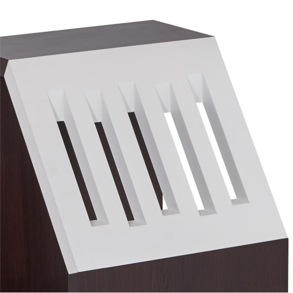 Furniture of America Urich Slatted Wood 1-Shelf End Table in Walnut and White