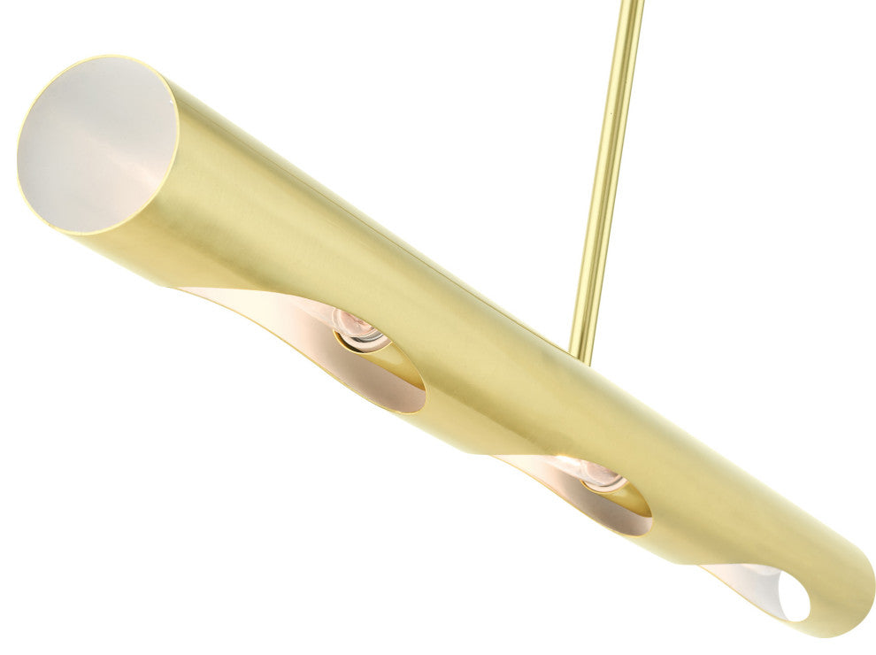 Satin Brass Contemporary, Minimal, Industrial, Urban, Sleek Linear Chandelier