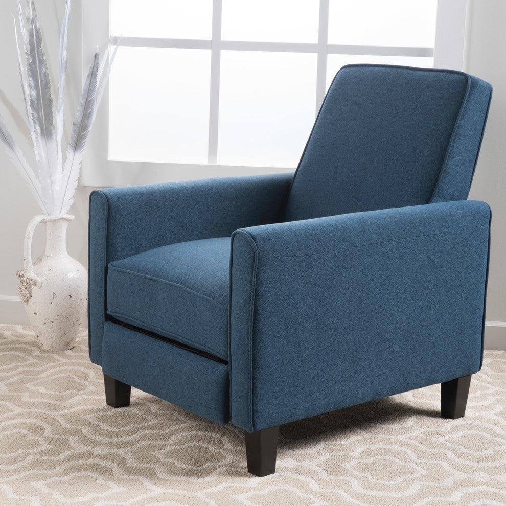 GDF Studio Hinus Indoor Upholstery Club Chair Recliner, Dark Blue