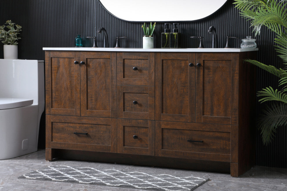 60" Double Bathroom Vanity, Expresso, 60