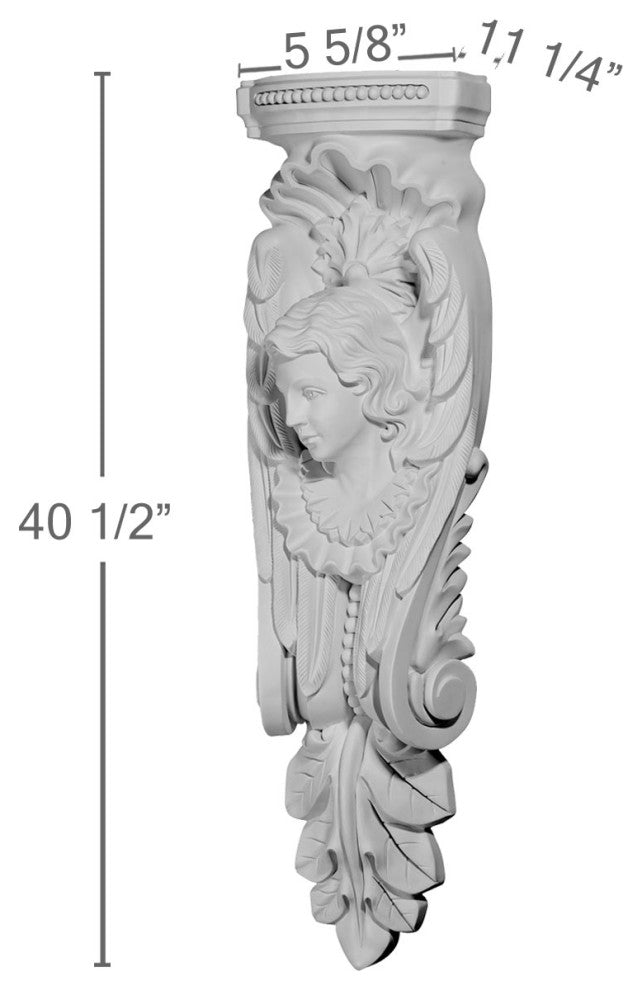 11 1/4"W x 5 5/8"D x 40 1/2"H Angel Corbel, Left