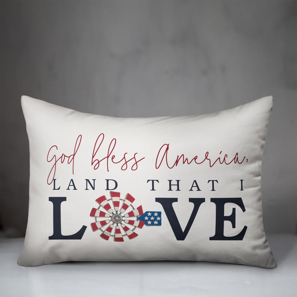 God Bless America Land That I Love 14x20 Throw Pillow