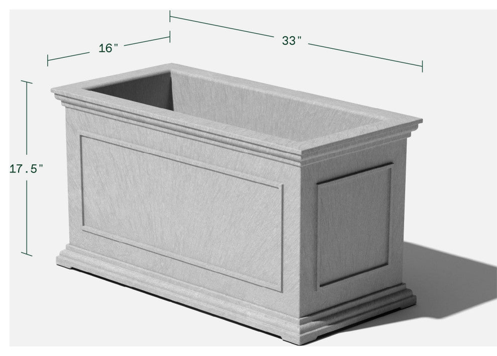 Brixton Long Planter, 33", Gray