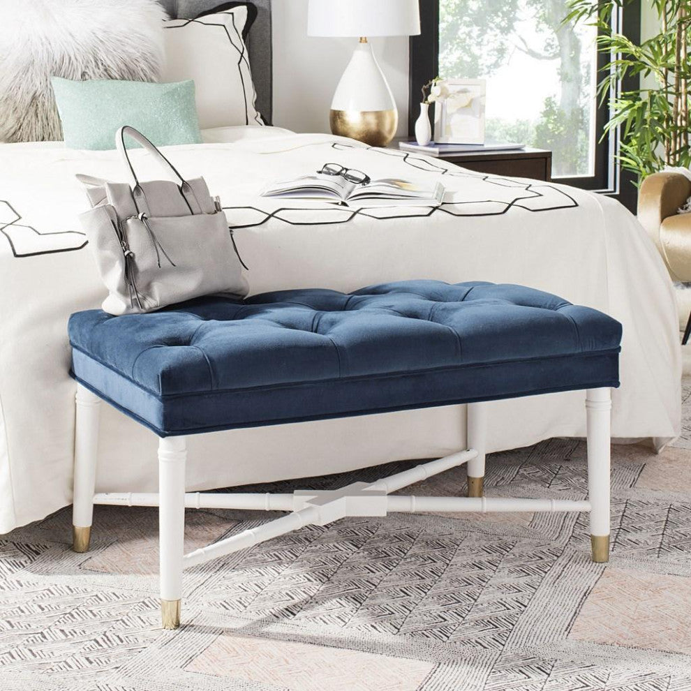 Safavieh Rory Tufted Bench, Navy