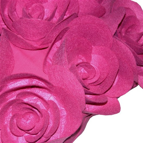 Pillow Decor - Felt Flowers in Pink 17 x 17 Throw Pillow