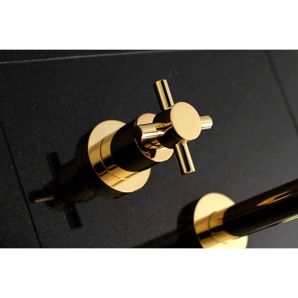 Kingston Brass Two-Handle Wall Mount Tub Faucet, Polished Brass