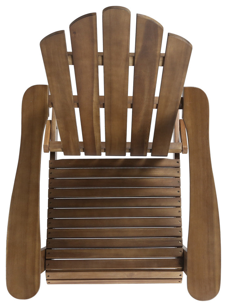 GDF Studio Cara Outdoor Foldable Acacia Wood Adirondack Chair, Dark Brown Finish