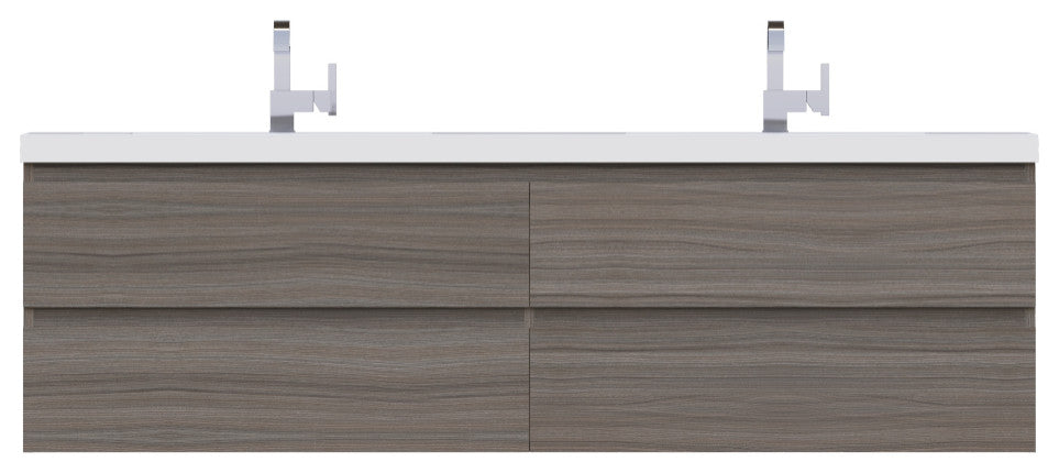 Paterno 72" Double Wall Mounted Bathroom Vanity, Gray