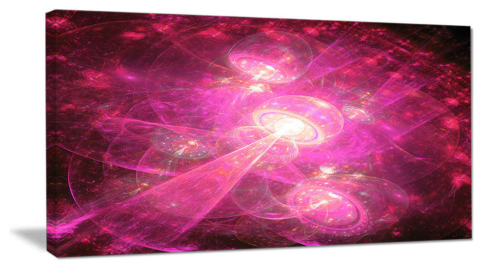 Pink Fractal Space Theme, Oversized Abstract Canvas Art Print, 60x28
