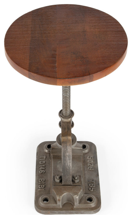 Ellis Adjustable Pedastal Side table, Silver