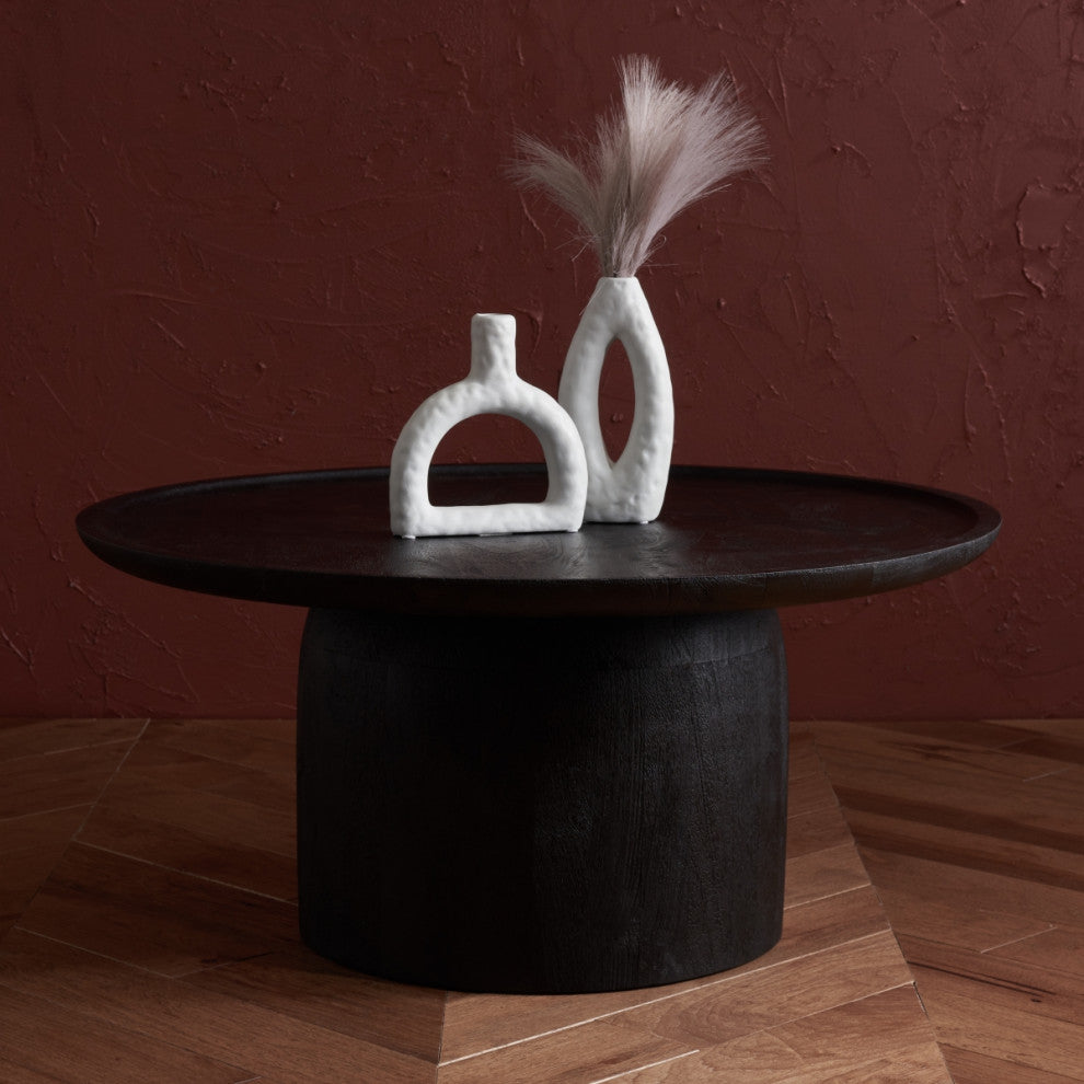 Safavieh Couture Hope Round Wood Coffee Table, Black