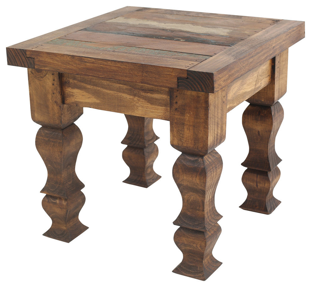 Rustic Old Door Reclaimed Wood End Table, Natural