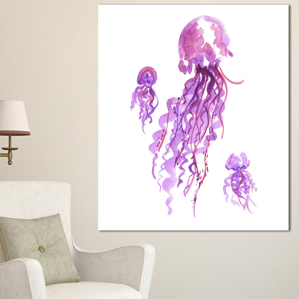 Purple Jellyfish Watercolor, Abstract Canvas Art Print, 30"x40"