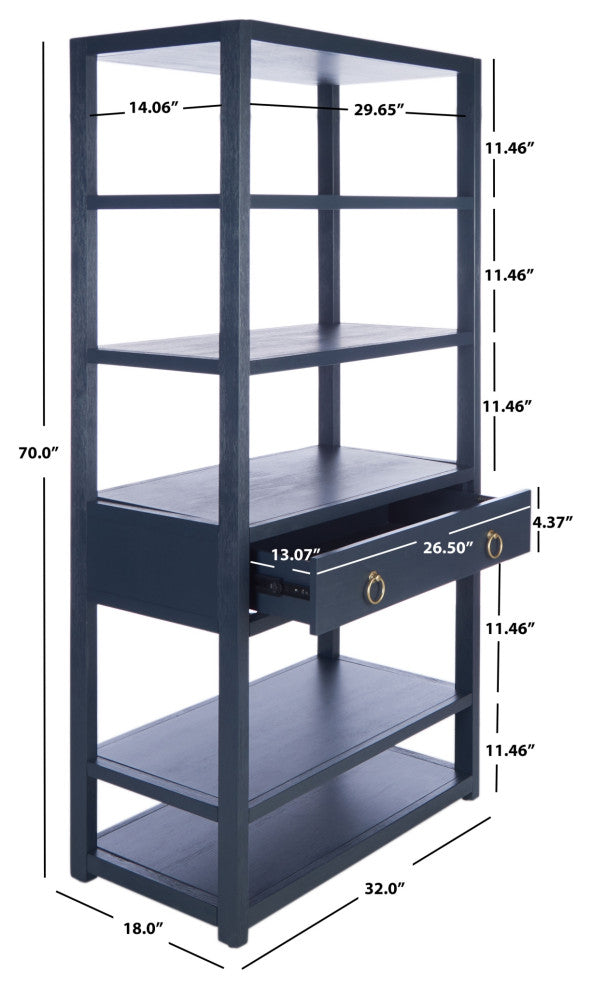 Safavieh Johni 1 Drawer 5 Shelf Etagere, Navy