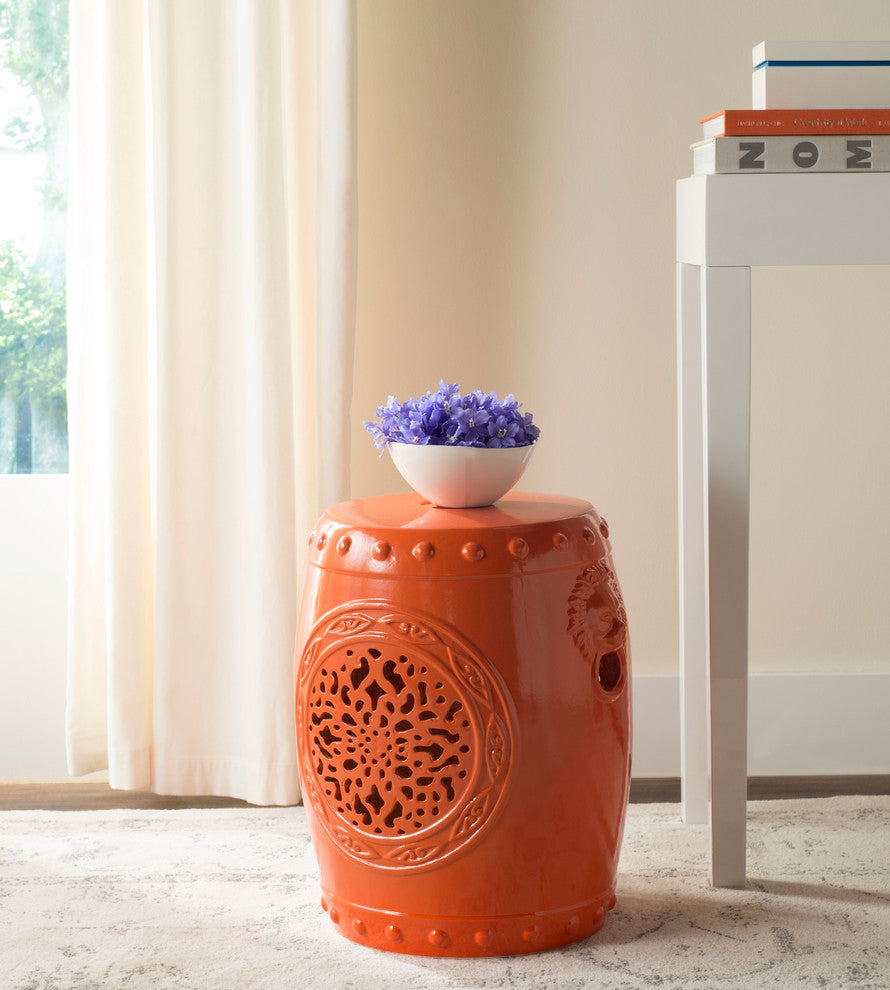 Safavieh Flower Drum Garden Stool, Orange