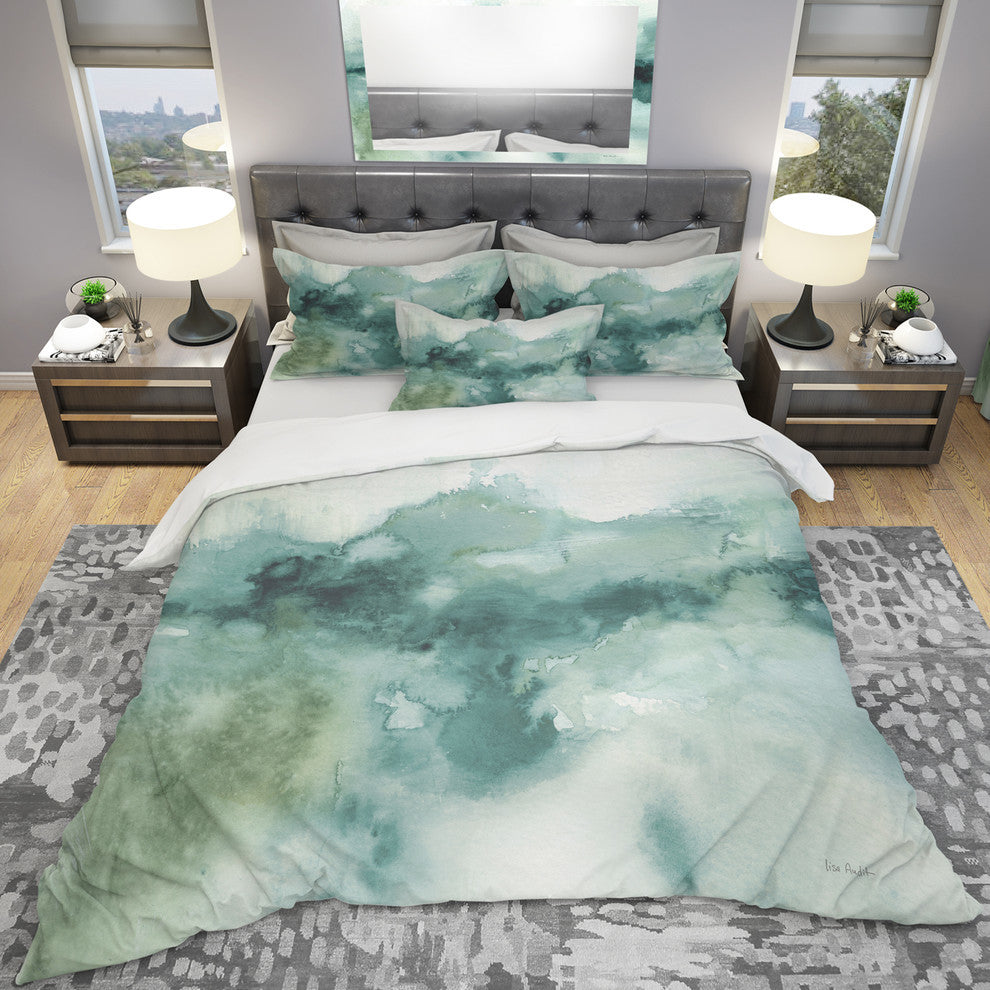 Lost into The Blue Geometric Duvet Cover Set, King