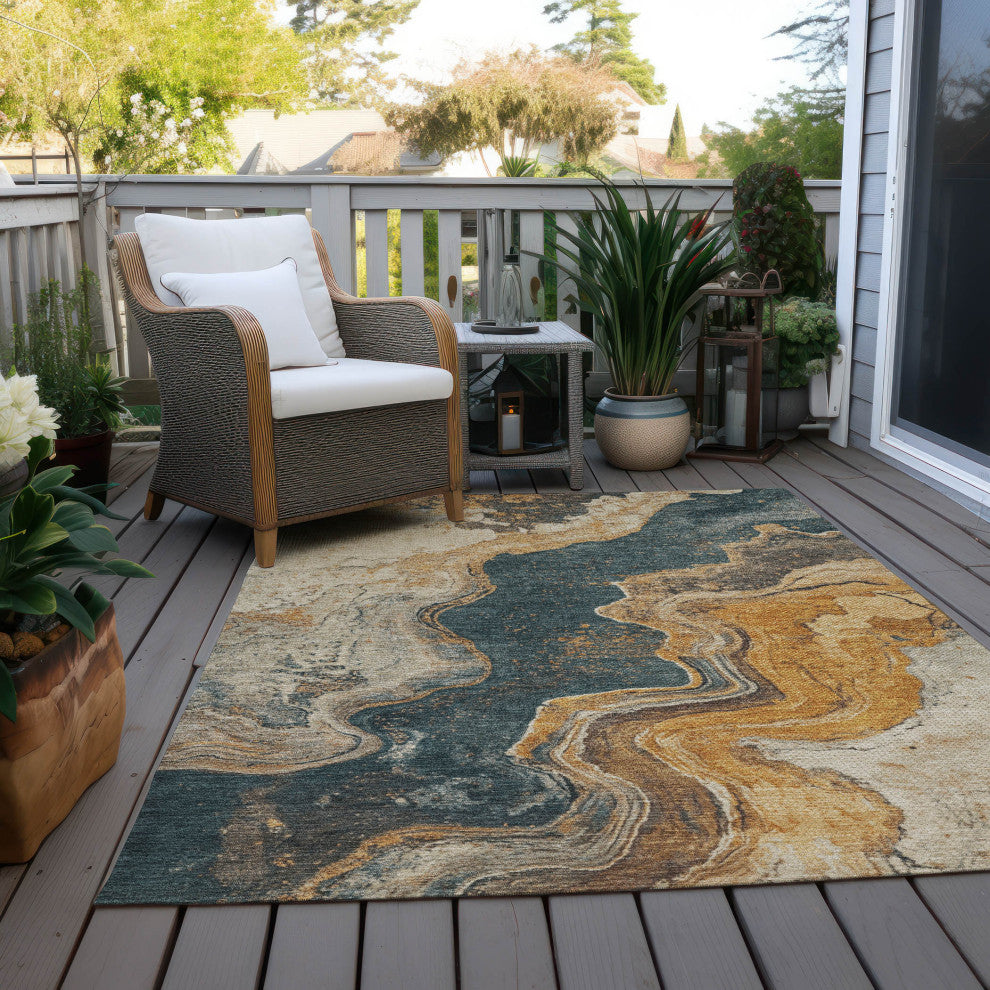 Machine Washable Indoor/Outdoor Chantille ACN1907 Linen 9' x 12' Rug