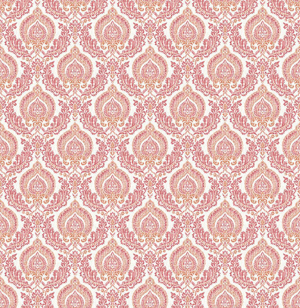 Contemporary Damask Wallpaper, Raspberry, Bolt