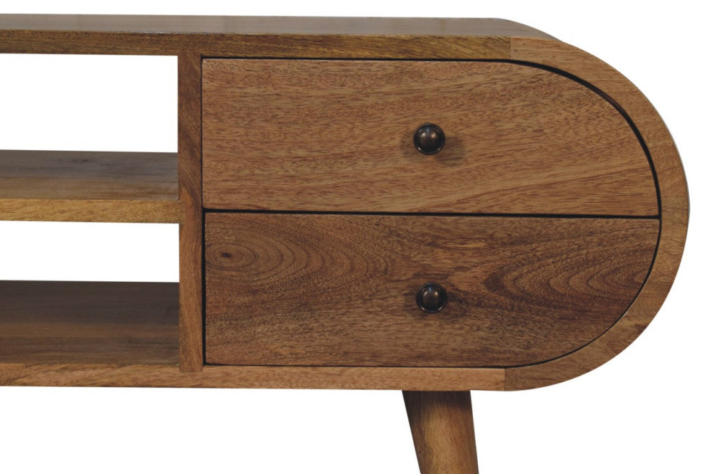 Oak-ish Circular Media Unit With 2 Open Slots