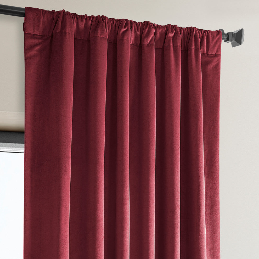 Heritage Plush Velvet Curtain Single Panel, Cinema Red, 50"x108"