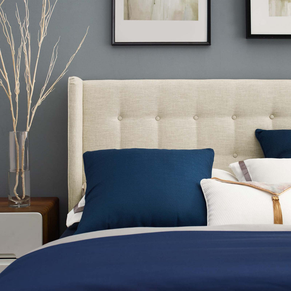 Hadley Queen Wingback Upholstered Polyester Fabric Platform Bed by Modway