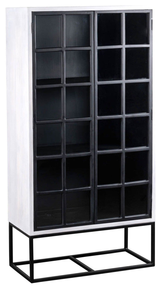 Caged 68" Tall Cabinet, White and Black
