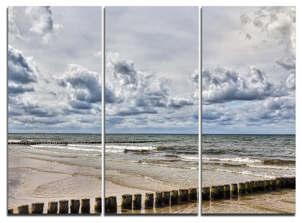 "Stormy Weather in Hiddensee Sea" Wall Art, 3 Panels, 36"x28"