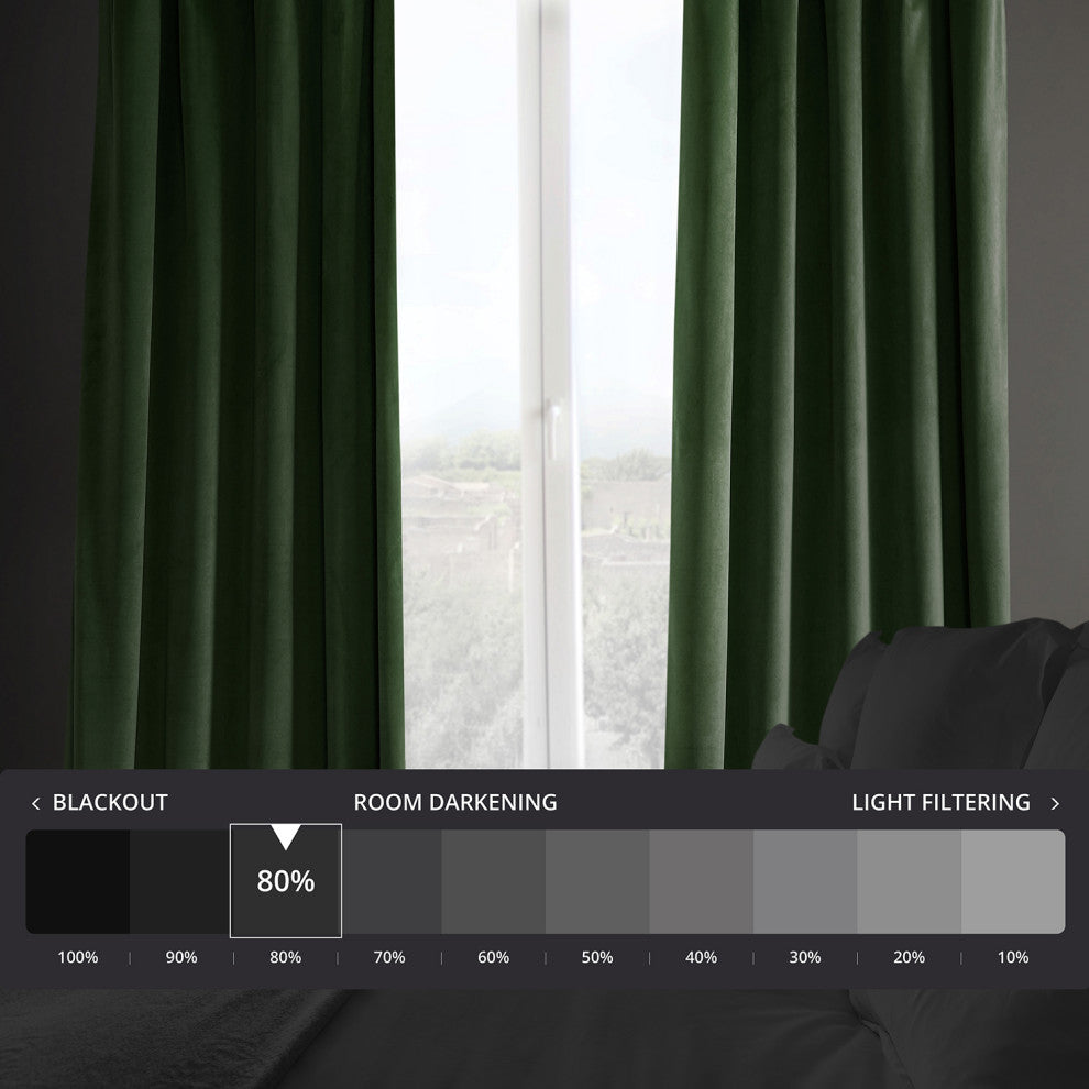 Heritage Plush Velvet Curtain Single Panel, Eden Green, 50"x96"