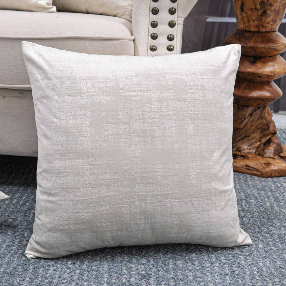 Serenta Textured Velvet Pillow Shell, Set of 4, Gardenia