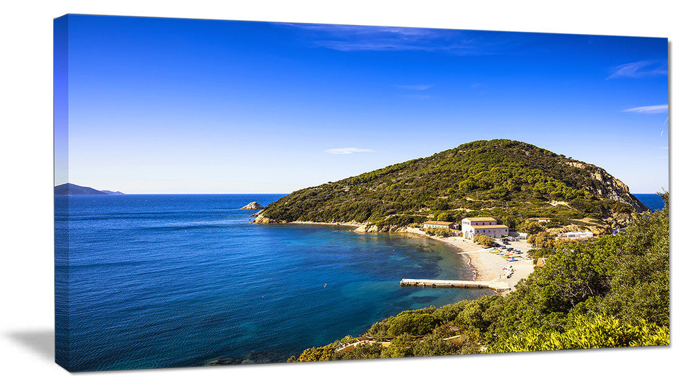"Blue Seashore At Elba Island" Seashore Wall Art, 1 Panel, 60"x28"