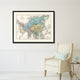 Asia Map Print On Canvas With Black Frame, 16" X 21"