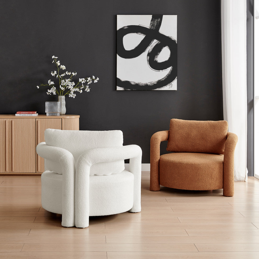 Maisie Faux Shearling Accent Arm Chair, Wilmont White