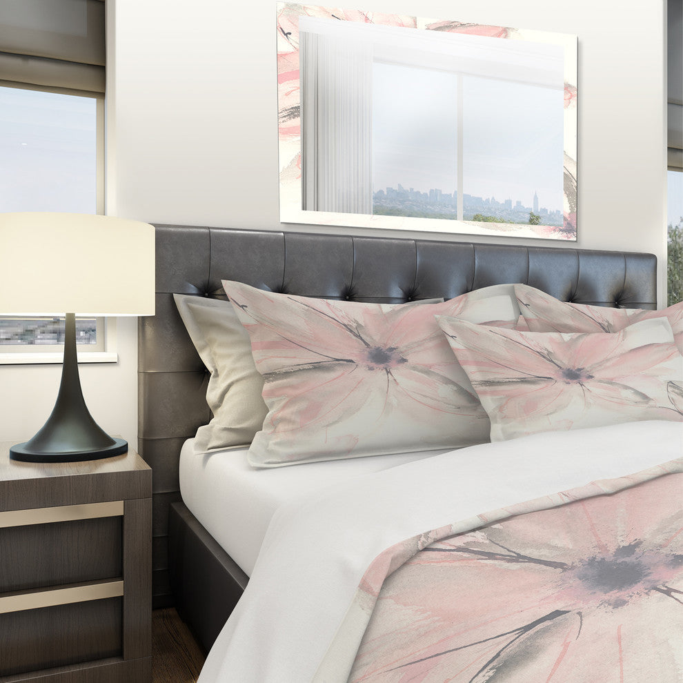 Pink Shabby Floral Ii Shabby Duvet Cover Set, Twin