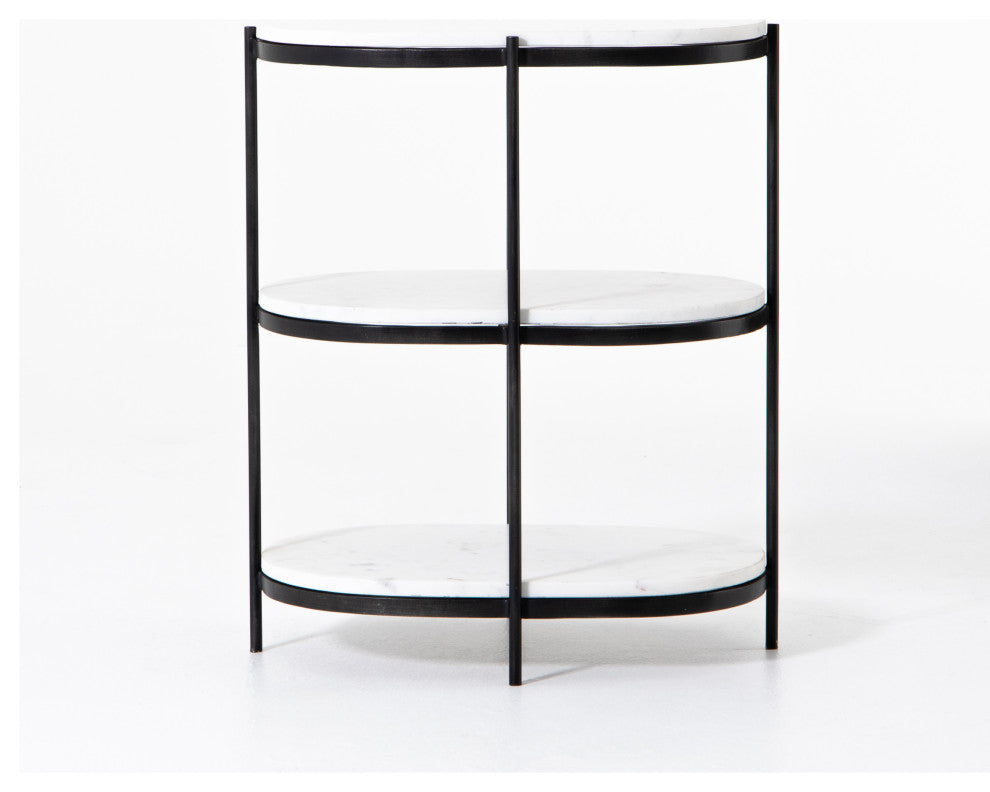 Felix Oval Nightstand-Hammered Grey WithCl