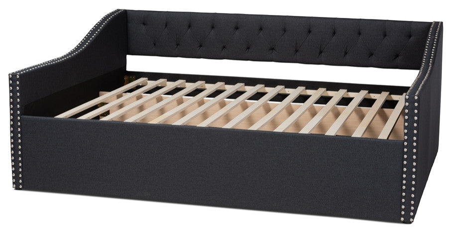 Modern Dark Grey Fabric Upholstered Full Size Daybed
