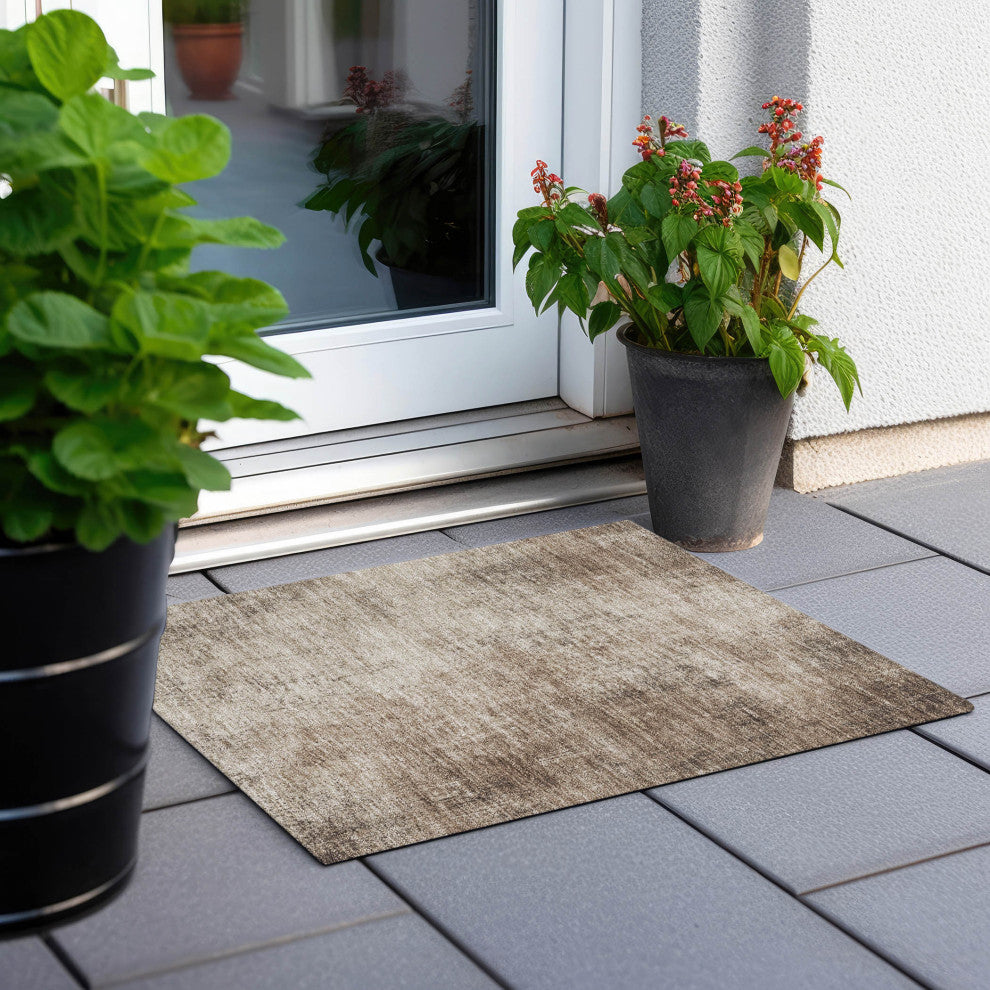 Machine Washable Indoor/Outdoor Chantille ACN1903 Taupe 1'8" x 2'6" Rug