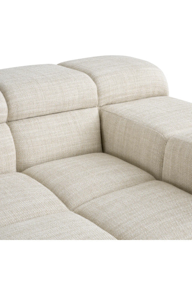 Beige Grid-Tufted Modular Sofa, Eichholtz Hunter, Right