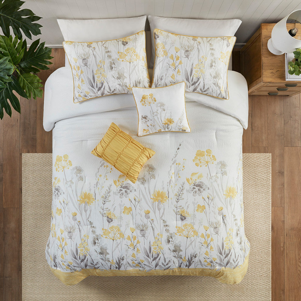 Madison Park Prairie 5 Piece Seersucker Comforter Set With Throw Pillows