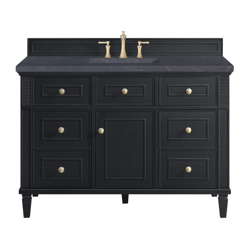 Lorelai 48" Single Vanity, Black Onyx, 3 CM Charcoal Soapstone Top