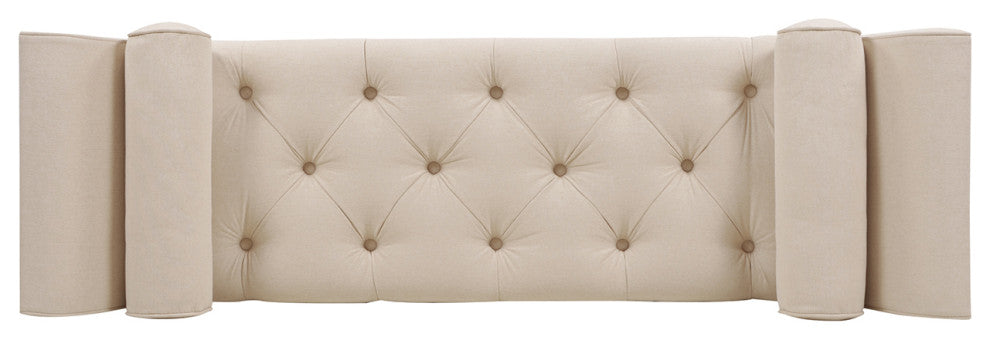 Alma 65" Tufted Entryway Bench With Bolster Pillows, Sky Neutral Beige Polyester