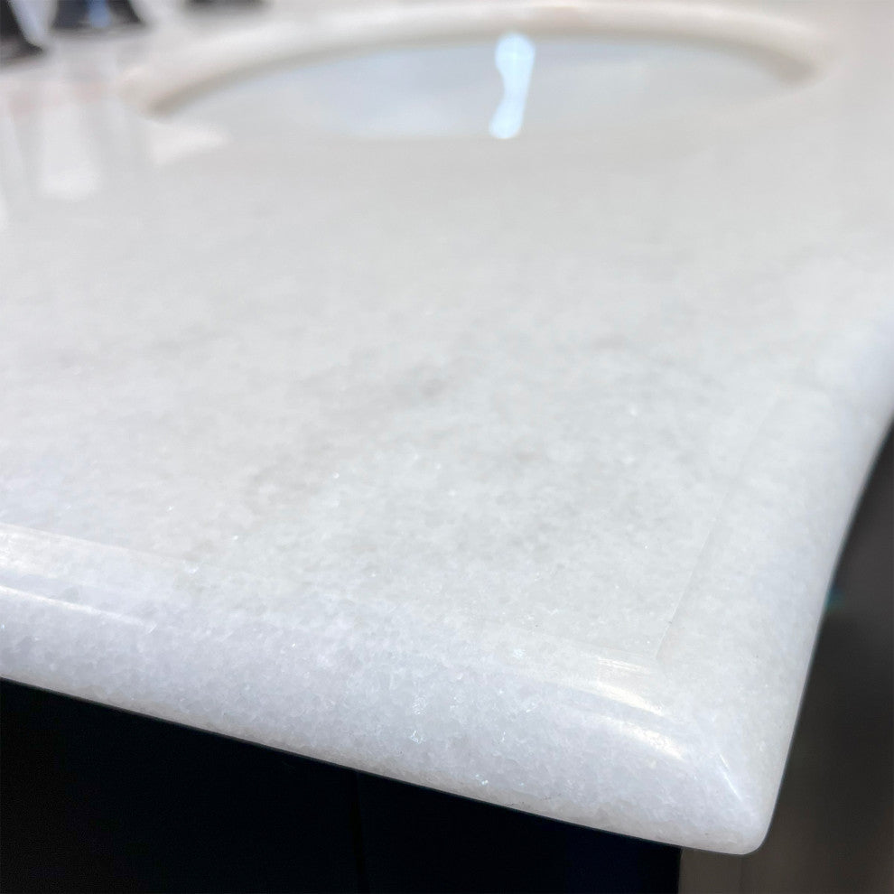 36" Single Sink Vanity, Wood, Black , White Marble