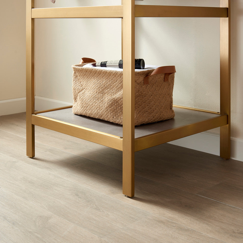 Funes Bath Vanity with Mirror, Brushed Gold Support, 24'', Grey Stone Top