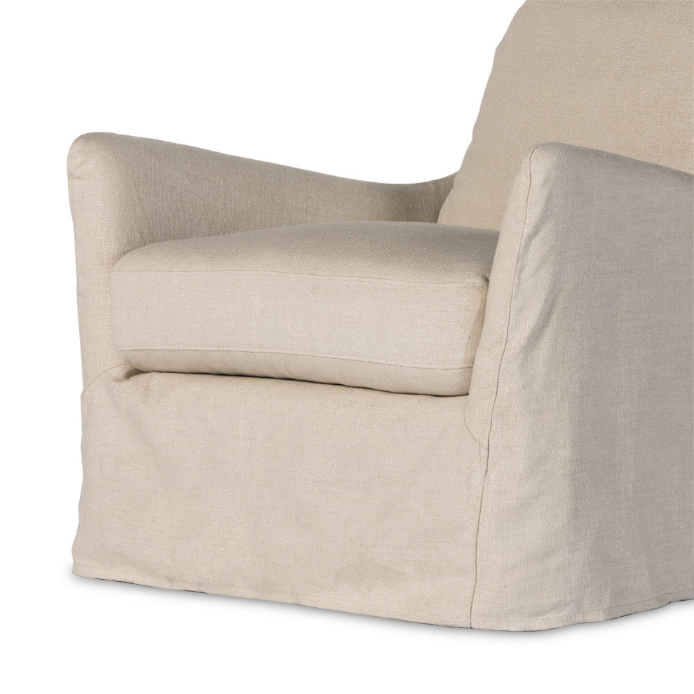 Monette Slipcover Swivel Chair-Natural