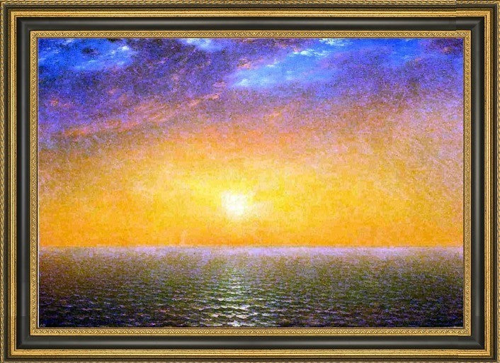 John Frederick Kensett a Sunset on the Sea Framed Premium Canvas Print, 16"x24"